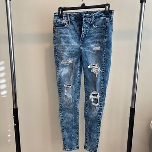 American Eagle high waisted distressed jeans